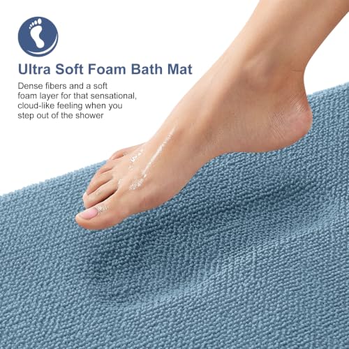 OLANLY Memory Foam Small Bathroom Rugs 24x16, Absorbent Bath Mat, Airy Blue - color: Airy Blue, size: 24" X 16"