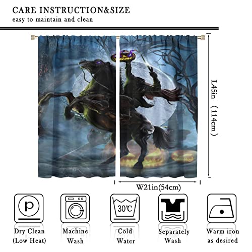 Gothic Halloween Blackout Curtains - Horror Forest Night Theme Pumpkin Headless Horseman Rod Pocket Window Drapes Set Energy Saving Thermal Insulated Drapes,2 Panels 45L x 21W - color: Gothic Halloween, size: 21"W x 45"L (Pack of 2)