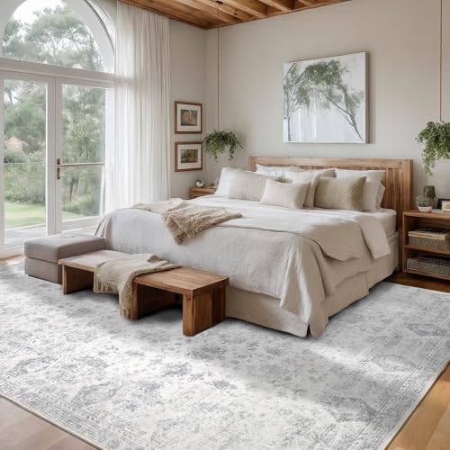 Washable 10×14 Area Rug for Living Room Grey - color: Grey, size: 10' x 14'