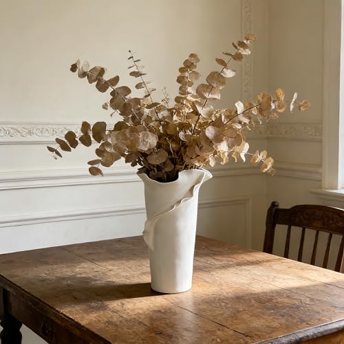 Abstract Irregular Ceramic Vase, White - size: 21" x 20" x 32"