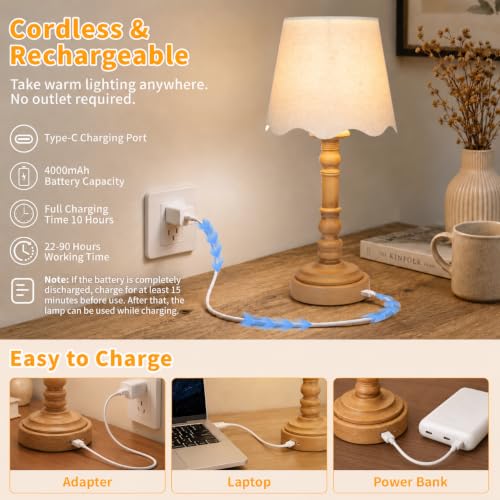 ShineTech 14" Small Table Lamps for Bedroom Rechargeable Cordless, Set of 2 - color: Brown