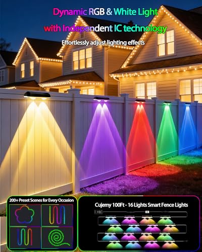 Outdoor Deck Lights 16 Pack, 100ft Smart RGB Outdoor Lights, APP - size: 100Ft-16Pack