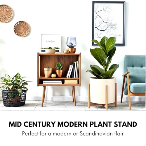 Fox & Fern Mid Century Plant Stands for Indoor Planters, Bamboo, 14.9 Inch - color: Light Brown, size: 14.9 Inch