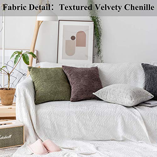Home Brilliant Decorative Accent Pillow Covers Chenille Throw Pillows for Couch Bedroom Plush Cushion Cover for Sofa, 2 Pack, 18x18 inch (45cm), Cream Mixed Black - color: Cream Mixed Black, size: 18" x 18" (Pack of 2)