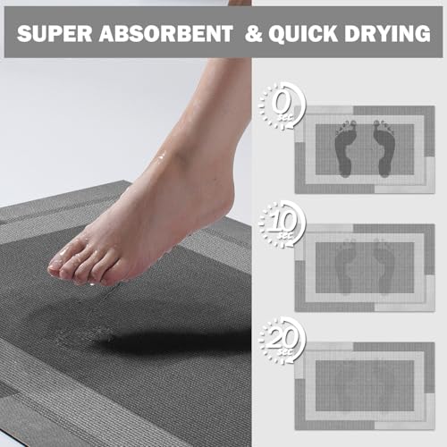 YDKGL Non Slip Bath Mat Long Ultra Thin Bathroom Rugs Runner Fit Under Door - color: A- Light Gray, size: 17" x 59" (Rectangular)
