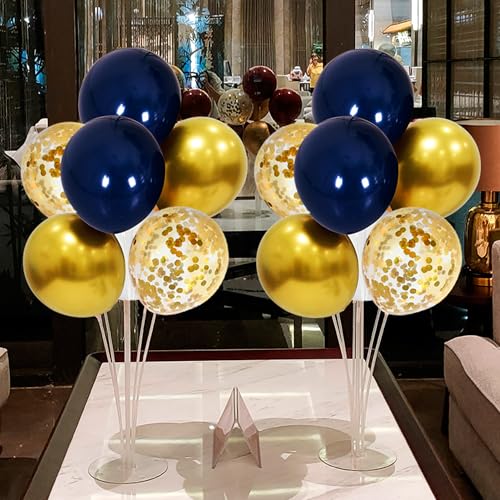 ZJDHPTY 4 Set Blue and Gold Balloon Stand Table Centerpieces Party Decor - color: Gold Navy Blue 4