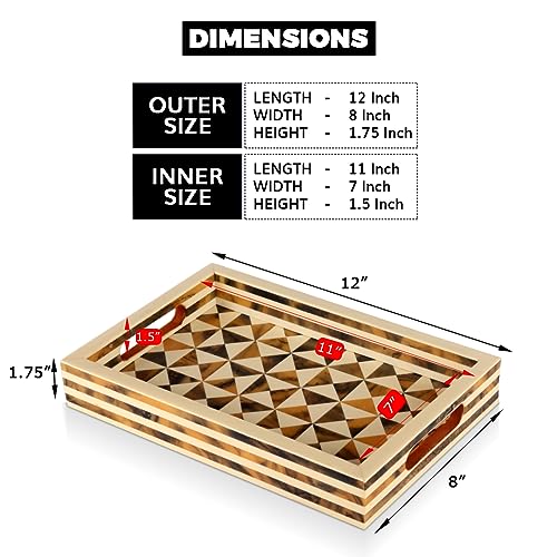 Handicrafts Home Handmade Resin Inlay Decorative Ottoman Serving Tray,12x8 - color: Multi Triangle