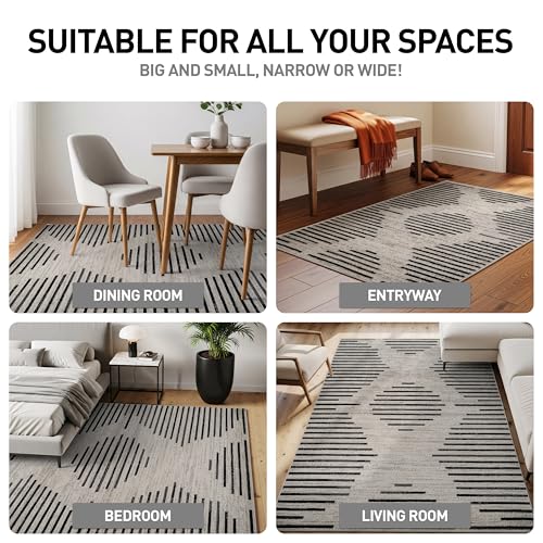 Rugshop Contemporary Abstract Area Rug for Living Room Cream 5' x 7' - size: 5' x 7' (Rectangular)