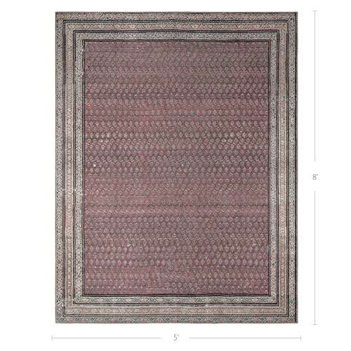 Rusty Rhythm 5' x 8' Burgandy Area Rug - Persian-inspired design - size: 5' x 8' (Rectangular)