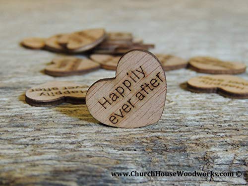 Happily Ever After Engraved Wooden Heart Table Scatter, 100 Count