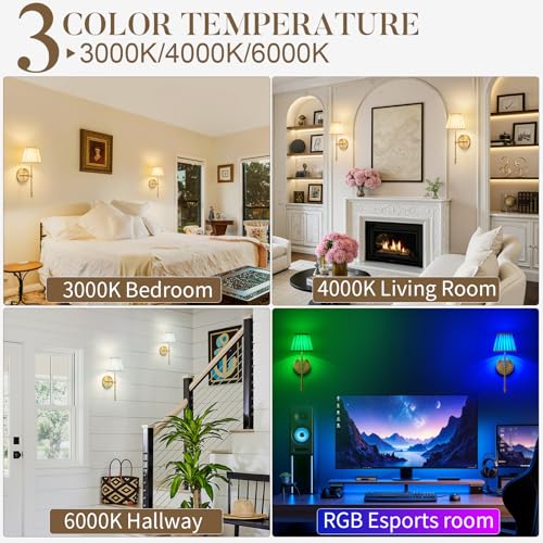 Battery Operated Wall Sconces with Dimmable Led Bulds and Remote - color: Gold
