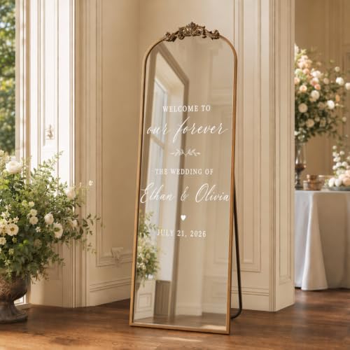 Easly 21"X56" Full Length Mirror Vintage, Bronze Arch Mirror for Home Decor - color: Bronze, size: 56"L x 21"W