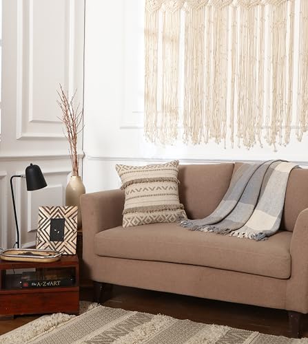 · REDEARTH · Textured Handwoven Throw Pillow Cases Geometric Craft Taupe - color: Geometric Craft Taupe, size: 18" x 18" (Pack of 2)