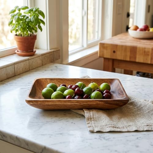 Handcrafted Acacia Wood Rectangular Bowl – Made in Hawaii – Eco-Friendly Wooden Serving Dish – Durable, Food-Safe, Heat-Resistant – Flared Design – Multiple Sizes (8x5x1.5 inch) - size: 8x5x1.5 inch