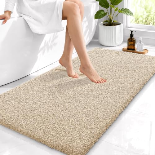 OLANLY Microfiber Bathroom Runner Rugs 44x24, Soft Absorbent Bath Mat, Sand - color: Sand, size: 44" X 24"