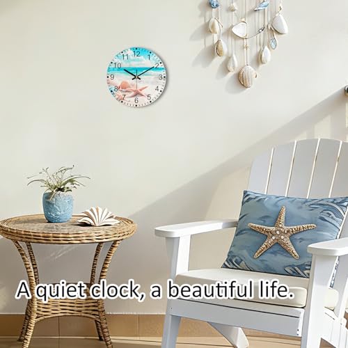 Silent Wall Clock Non Ticking, 8 Inch Glass Unique Wall Clocks - color: Blue White, size: 8 Inch