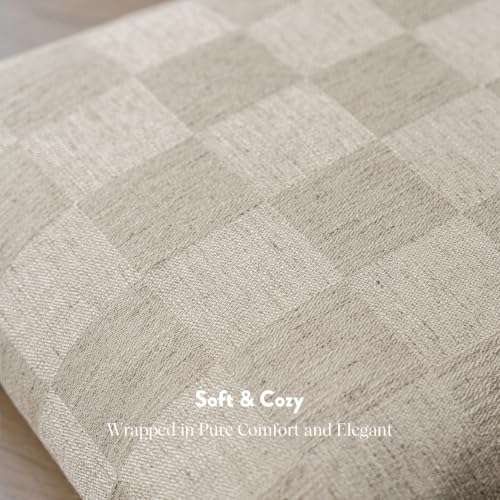 FIOUOVO Decorative Neutral Check Throw Pillow Covers 20x20, Linen Check - color: Linen Check, size: 20" x 20" (Pack of 1)