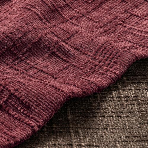 MIULEE Chenille Textured Throw Pillow Covers Burgundy 16x16 Set of 2 - color: Burgundy, size: 16" x 16" (Pack of 2)