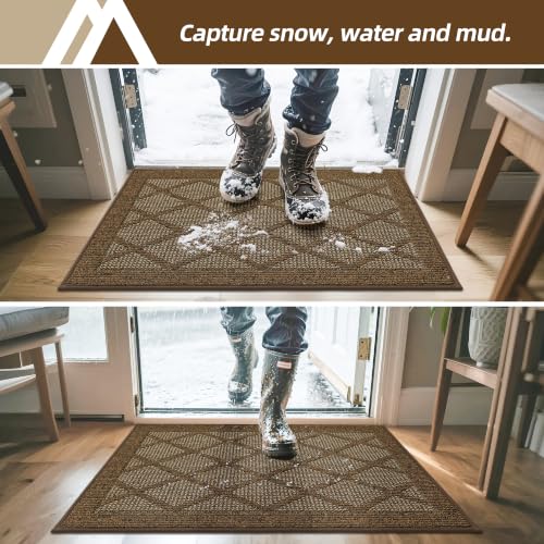 COSY HOMEER Non-Slip Door Mat 36"x60",Entryway Rugs Low Profile,Brown - color: Brown, size: 5' x 3' (Rectangular)