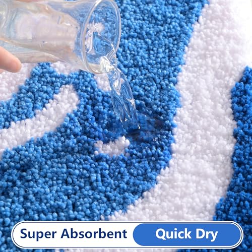 QJHOMO Beach Themed Bathroom Rug Beach Colorful Nautical Bath Mat 24x36 in - color: Blue Landscape, size: 2' x 3' (Rectangular)