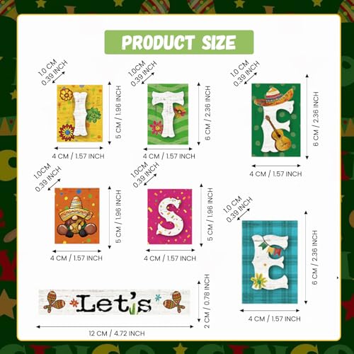 Smile Let's Fiesta Wooden Letter Block Set, 7-Piece Mexican Fiesta Tabletop Decor for Cinco De Mayo Party & Tiered Tray Display - style: Fiesta