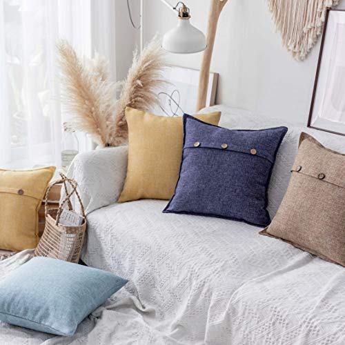 Home Brilliant 12x20 Pillow Covers Linen Boho Throw Pillows for Couch Triple Button Design Decorative Throw Pillow Covers for Indoor Sofa Bed Outdoor Decor, Set of 2, Yellow - color: Yellow, size: 20" x 12" (Pack of 2)