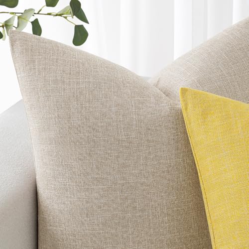 MIULEE Pack of 2 Linen Textured Pillow Covers, 18x18 Inch Taupe - color: Taupe, size: 18" x 18" (Pack of 2)