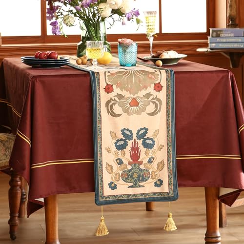 Patdrea Designer Vintage French Velvet Table Runner,12"X71"-Herbert E - color: Herbert E Velvet, size: 12"*71"