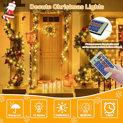 Decute 300Led 99FT Copper Wire Christmas Fairy String Lights Dimmable with Remote Control Starry Lights with UL Cerficated Decorative for Party Wedding Bedroom Yard Christmas Tree Warm White - color: Warm White, size: 99 Feet