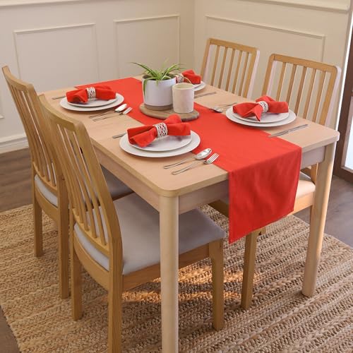 Encasa XO Table Runner 13"x72" Long | Cotton Canvas Fabric | Brick Solid Color | Machine Washable & Durable - color: Brick, size: 13x72 in