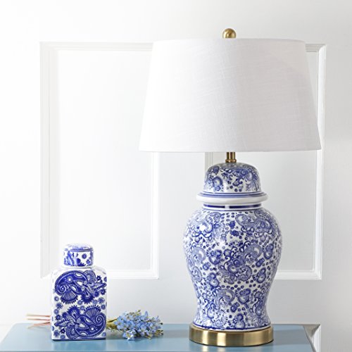 JONATHAN Y Ellis Chinoiserie Ginger Jar Table Lamp 29.5", Blue/White - color: Blue/White