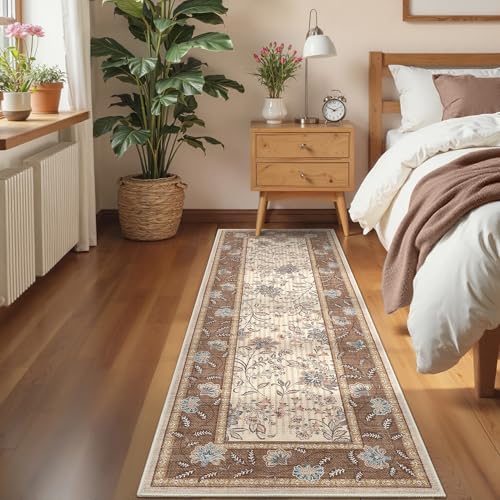 GarveeHome 2x6 Washable Runner Rug Brown Non Slip Kitchen Runner - color: Brown, size: 2' x 6' (Rectangular)