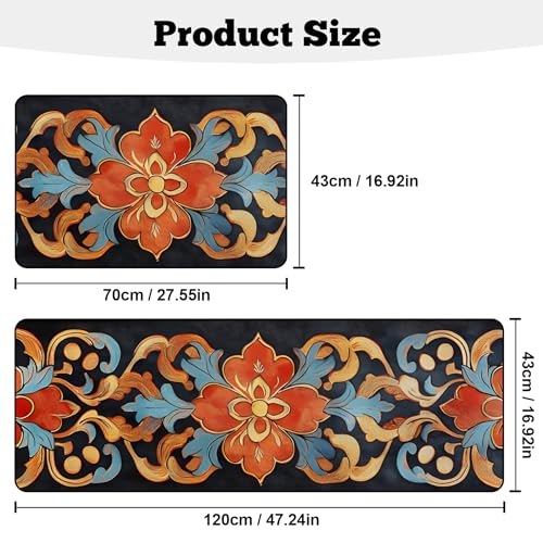 Kitchen Rugs Set of 2, Non-Slip Washable Floor Mats, Colorful Decorative Absorbent Runner Rugs for Kitchen Sink & Stove, Hallways Entryway and Laundry16.9 x27.6 + 16.9"x47.2" - color: Color-5