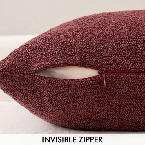 MIULEE Christmas Textured Boucle Lumbar Pillow Cover for Bed 12x20 Burgundy Red - color: Burgundy Red, size: 20" x 12" (Pack of 1)