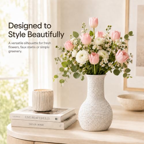 Nawaza Ceramic Flower Vase White Small Farmhouse Table Decor Vase V15 - color: Modern White-v15