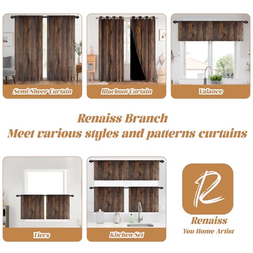 Renaiss Rustic Barn Door Blackout Curtains 52x84 Grommet 2 Panels - color: Brown, size: 52"W x 84"L (Pack of 2)