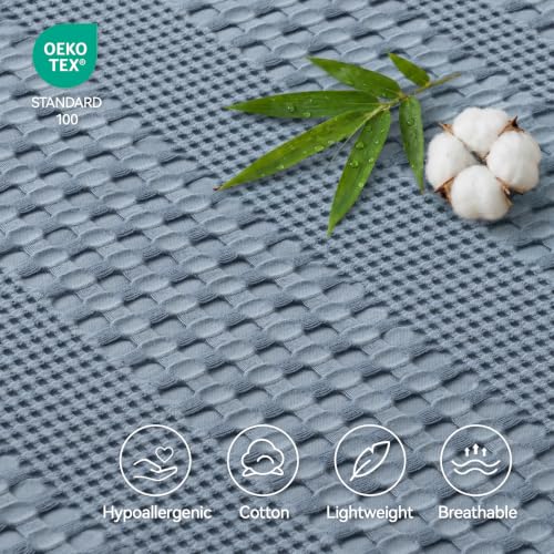 a moment 2 Pack Bamboo Fiber Pillow Covers - Waffle Weave, Ultra Soft & Breathable, Skin-Friendly Cotton Throw Pillow for Couch, Sofa, Bedroom Living Room 20x20 Inch Blue - color: Blue, size: 20" x 20" (Pack of 2)