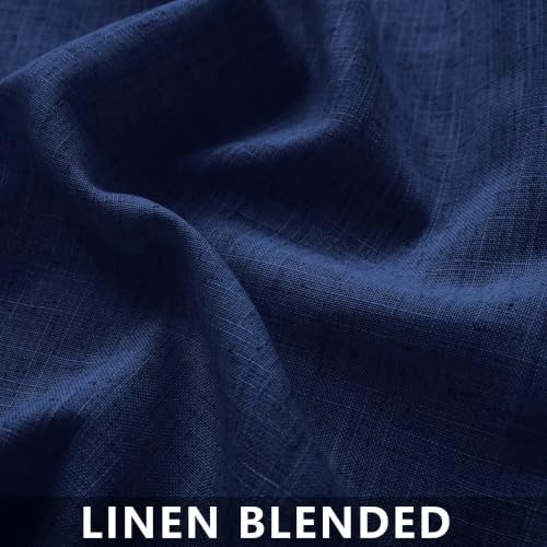 Navy Blue Narrow Curtains 84 Inches Long, Back Tab Summer Modern Farmhouse Light Filtering Semi Sheer Linen Skinny Curtain Drapes for Living Room Boys Kids Bedroom, Indigo Midnight Dark Blue - color: Navy Blue, size: 42"W x 84"L (Pack of 2)