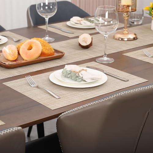 Myir JUN Placemats Set of 6 Kitchen and Dining Table Placemats - color: Beige, size: Set of 6