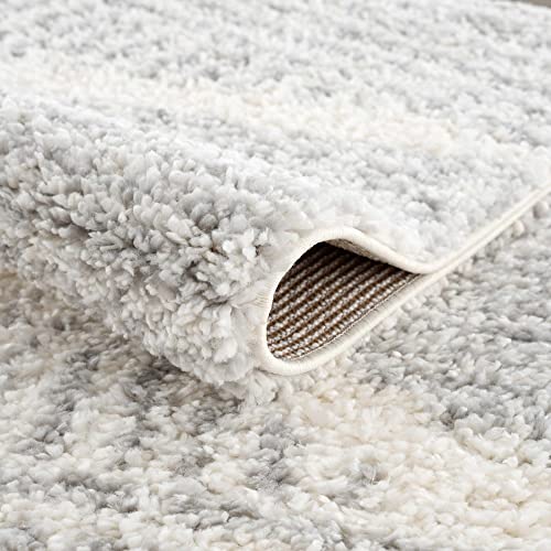 Hauteloom Winnebago Moroccan Farmhouse Living Room Bedroom Shaggy Area Rug - Bohemian Shag Rug - Plush High Pile - Southwestern Boho Soft Carpet - Grey, Off White, Beige - 5'3" x 7'3" - color: Gray, Cream / Gala, size: 5'3" x 7'3" (Rectangular)