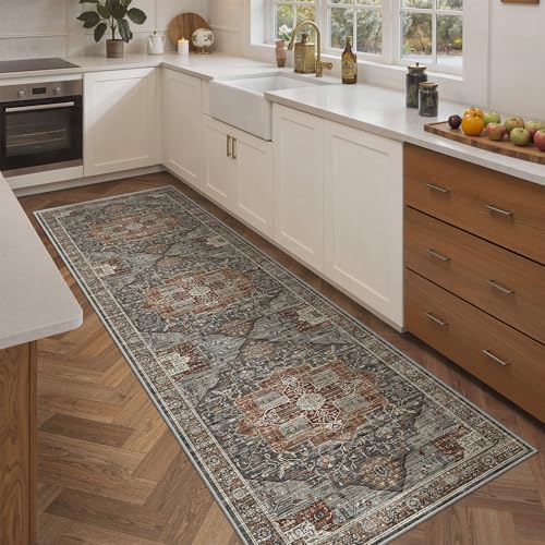 Roxstand Washable 2.6x8 Hallway Runner Rug, Grey/Brown/Tan - color: Grey/Brown/Tan, size: 2'6" x 8' (Runner)