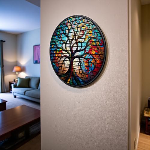 Tree Of Life, Carved Wood Wall Art, 3D Wall Decor, Home Decor, Housewarming Gift, Wall Hangings, Round Wall Art, Wooden Wall Decor,Home Art, Home Decor - color: Radiance, size: 20"L x 20"W