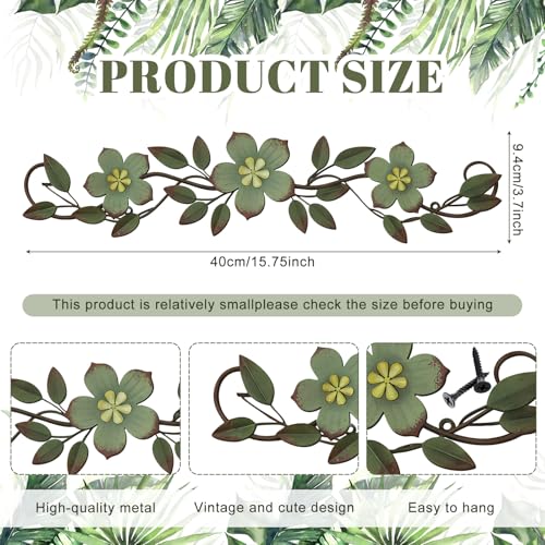 Wesiti Metal Flower Wall Art Decor Vintage Wrought Scroll, Green - color: Green