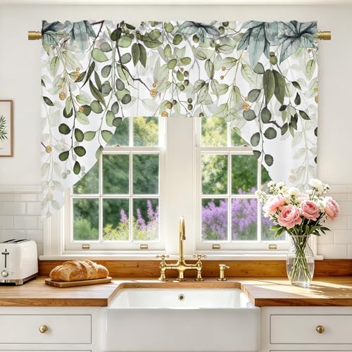 Sage Green Eucalyptus Leaves Swag Curtains 1 Panel, 56x36 in - color: Eucalyptus Leaves-green, size: 56"W x 36"L (Pack of 1)