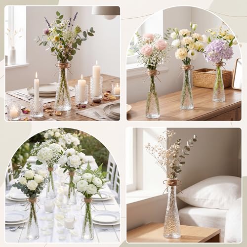 Set of 18 Clear Glass Bud Vases for Centerpiece, Water Ripple - color: Clear, size: Water Ripple