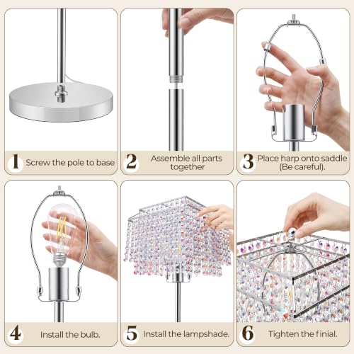 Luvkczc Multicolor Crystal Floor Lamp,64" Tall Elegant Standing Lamp - color: Silver+colorful