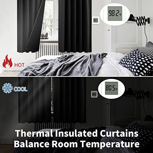 BGment Black 100% Blackout Curtains 63 Inches Long for Bedroom, 2 Panels - color: Black, size: 38"W x 63"L (Pack of 2)