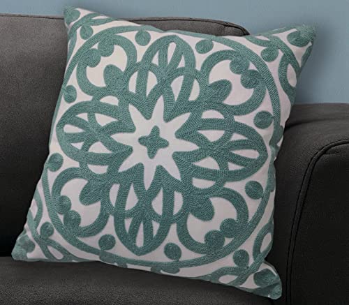 Alysheer Embroidered Decorative Throw Pillow Cover 18x18 inch,1pc Aqua Blue - color: Aqua Blue, size: 18" x 18" (Pack of 1)