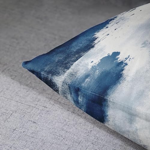 Britimes Throw Pillow Covers Set of 2, 18 x 18 Inch, White Navy Blue - color: Navy Blue, size: 18" x 18" (Pack of 2)