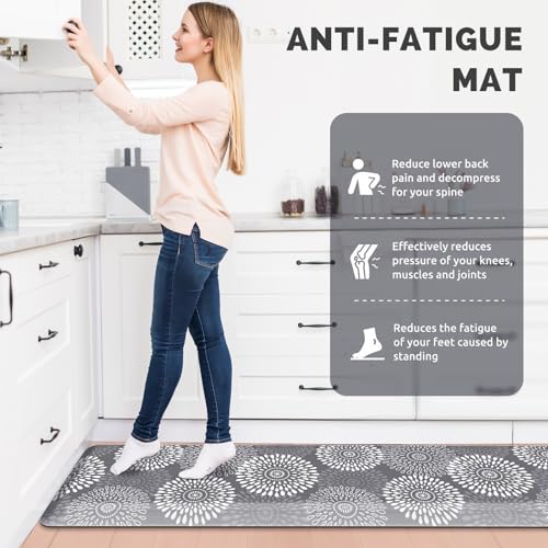 Kitchen Mat Water-Resistant Kitchen Rugs Cushioned Anti-Fatigue Floor Mat - color: Grey, size: 60"L x 17.3"W x 0.8"Th